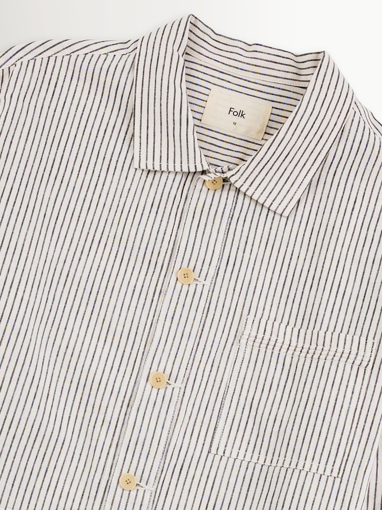 Folk Black Easy Fit Linen Stripe Shirt - Image 10 of 10