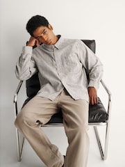 Folk Black Easy Fit Linen Stripe Shirt - Image 4 of 10