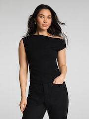 SPANX Ribbed Knit Off-The-Shoulder Ruched Top - Image 1 of 3