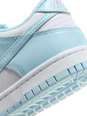 Nike White/Glacier Blue Youth Dunk Low Trainers - Image 11 of 11