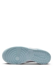 Nike White/Glacier Blue Youth Dunk Low Trainers - Image 9 of 11