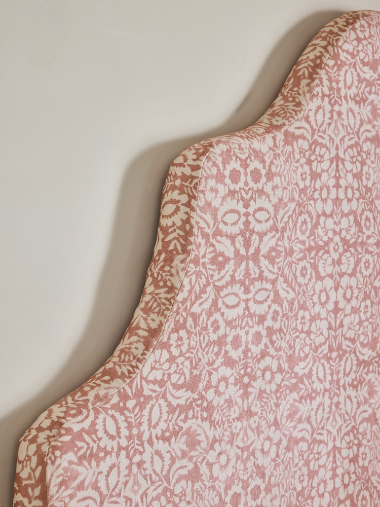 Soft Twill Woodblock Pink Grand Country Tall Upholstered Headboard - Image 3 of 3 Soft Twill Woodblock Pink Grand Country Tall Upholstered Headboard - Image 3 of 3