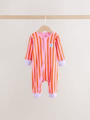 Pink/Blue Checkerboard Two Way Zip Baby Sleepsuits 3 Pack (0mths-3yrs) - Image 10 of 14