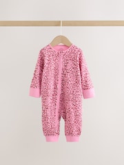 Pink Animal Print Two Way Zip Baby Sleepsuit 3 Pack (0mths-3yrs) - Image 3 of 11