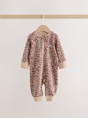 Pink Animal Print Two Way Zip Baby Sleepsuit 3 Pack (0mths-3yrs) - Image 4 of 11
