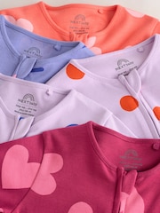 Purple/Pink Two Way Zip Baby Sleepsuits 5 Pack (0-2yrs) - Image 10 of 14