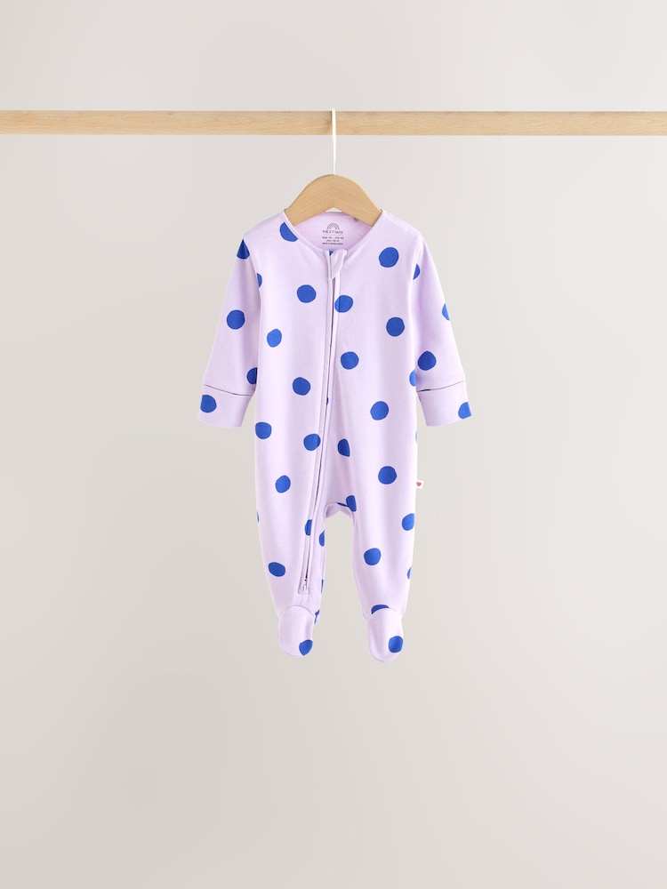 Purple/Pink Two Way Zip Baby Sleepsuits 5 Pack (0-2yrs) - Image 2 of 14 Purple/Pink Two Way Zip Baby Sleepsuits 5 Pack (0-2yrs) - Image 2 of 14