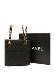 The Handbag Clinic Black Chanel Petite Shopping Tote Bag - Image 4 of 7