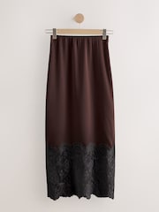 Chocolate Brown/Cream Satin Skirt 2 Pack With Lace Trim - Image 3 of 7