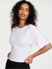 Victoria's Secret White Drapey Knit Ruched T-shirt - Image 1 of 2
