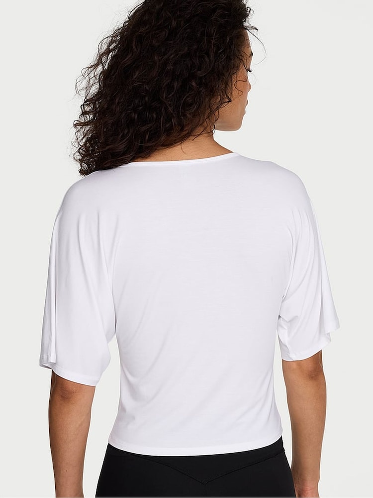 Victoria's Secret White Drapey Knit Ruched T-shirt - Image 2 of 2
