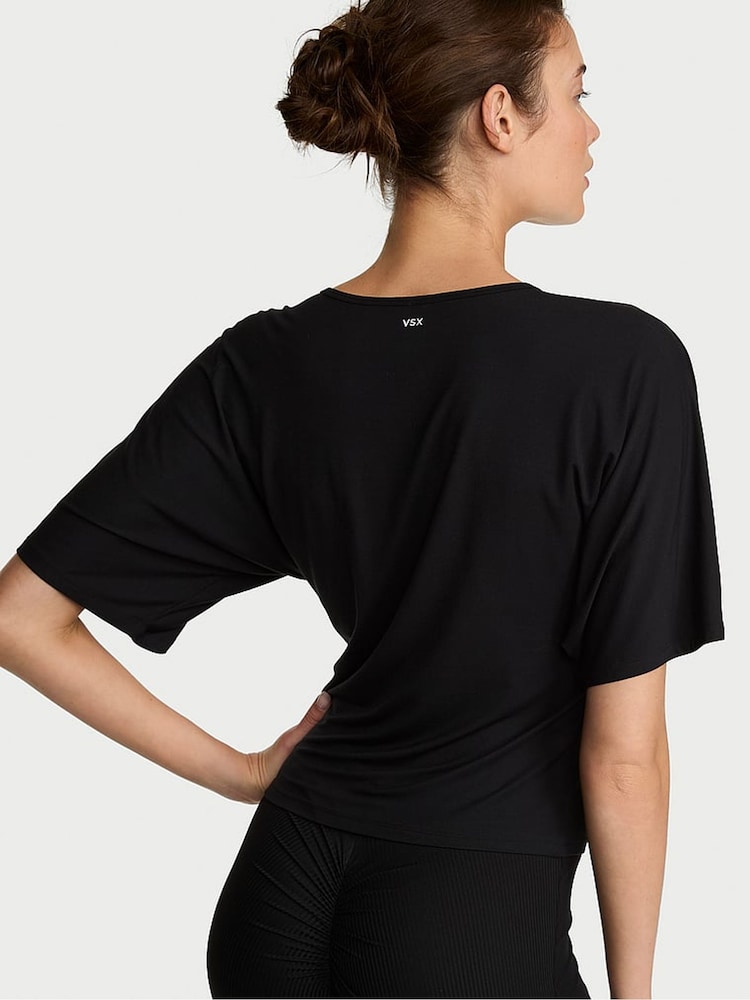 Victoria's Secret Black Drapey Knit Ruched T-shirt - Image 2 of 2