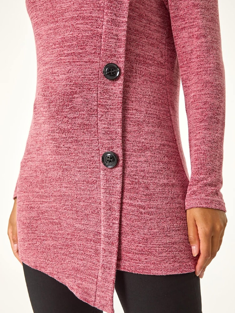 Roman Red Cowl Neck Buttoned Top - Image 5 of 5 Roman Red Cowl Neck Buttoned Top - Image 5 of 5