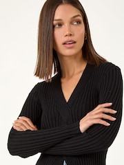 Roman Black Cable Split Detail Rib Jumper - Image 4 of 5