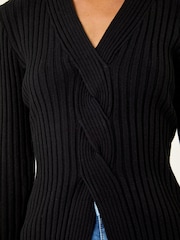 Roman Black Cable Split Detail Rib Jumper - Image 5 of 5
