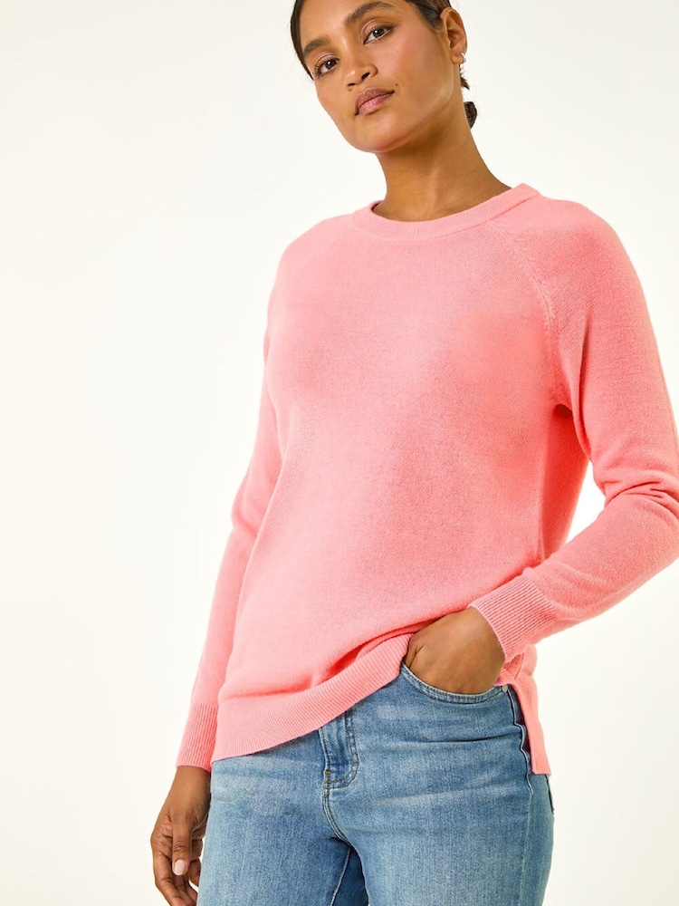 Roman Pink Plain Soft Crew Neck Jumper - Image 1 of 5 Roman Pink Plain Soft Crew Neck Jumper - Image 1 of 5