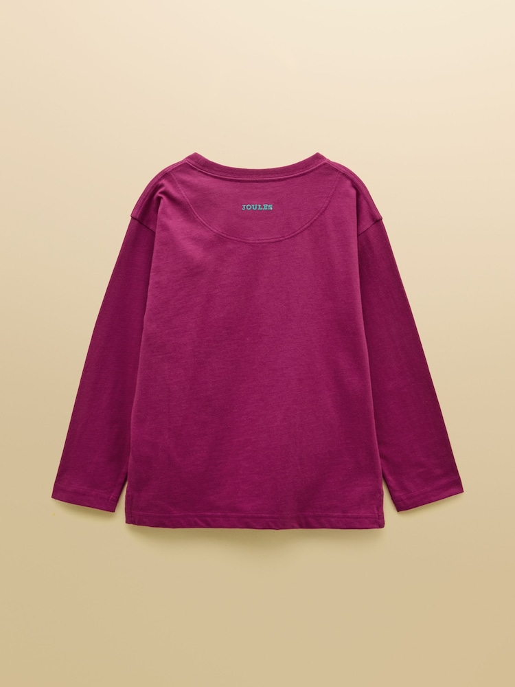 Joules Boys' Finlay Purple Long Sleeve Applique Graphic T-Shirt - Image 2 of 4 Joules Boys' Finlay Purple Long Sleeve Applique Graphic T-Shirt - Image 2 of 4