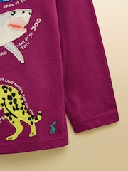 Joules Boys' Finlay Purple Long Sleeve Applique Graphic T-Shirt - Image 4 of 4