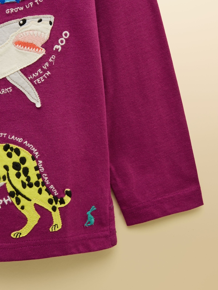 Joules Boys' Finlay Purple Long Sleeve Applique Graphic T-Shirt - Image 4 of 4 Joules Boys' Finlay Purple Long Sleeve Applique Graphic T-Shirt - Image 4 of 4