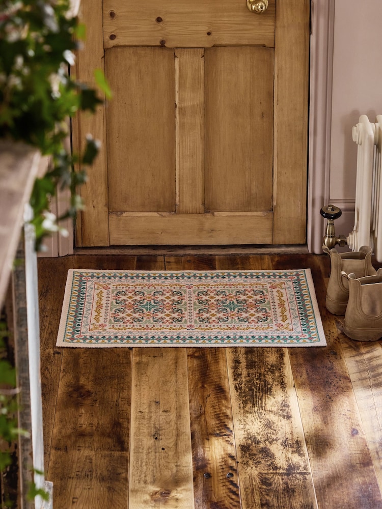 FatFace Blue Tile Print Washable Doormat - Image 1 of 3