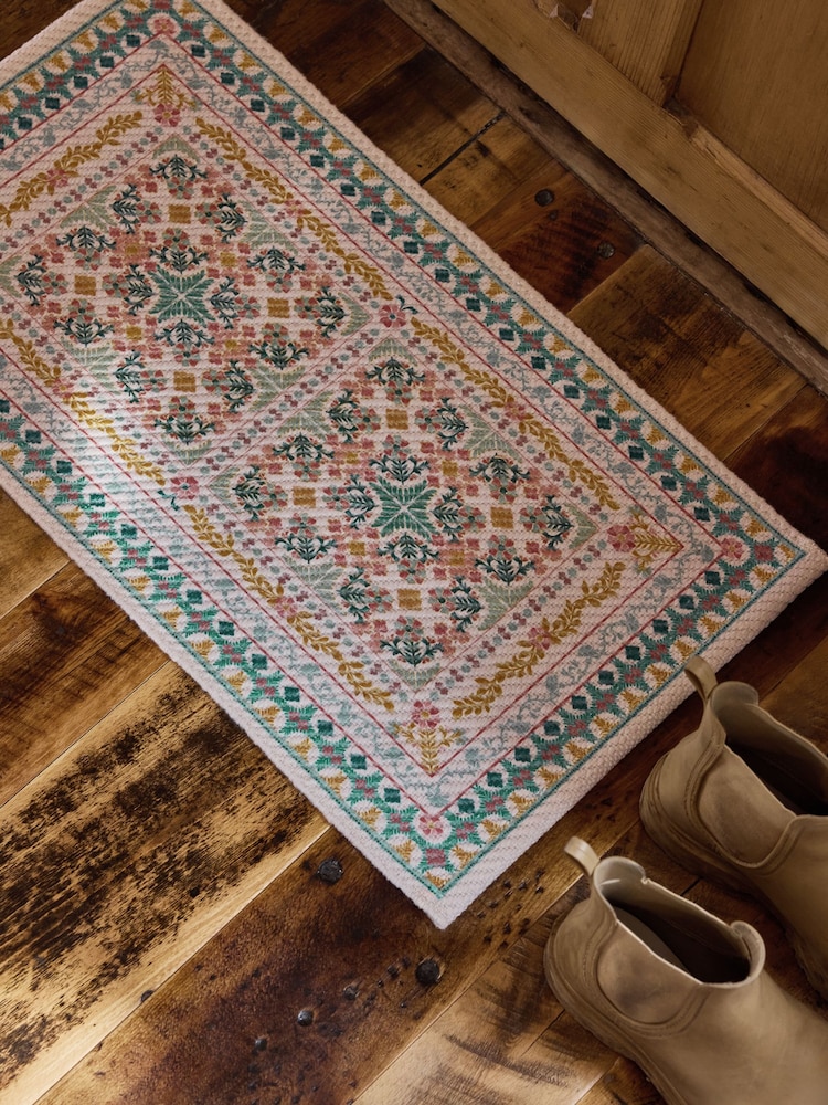 FatFace Blue Tile Print Washable Doormat - Image 2 of 3