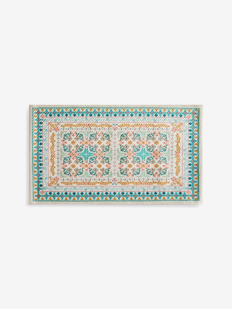 FatFace Blue Tile Print Washable Doormat - Image 3 of 3