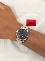 HUGO Navy Blue Gents Smooth Stainless Steel Bracelet Watch With Green Dial - Image 3 of 5