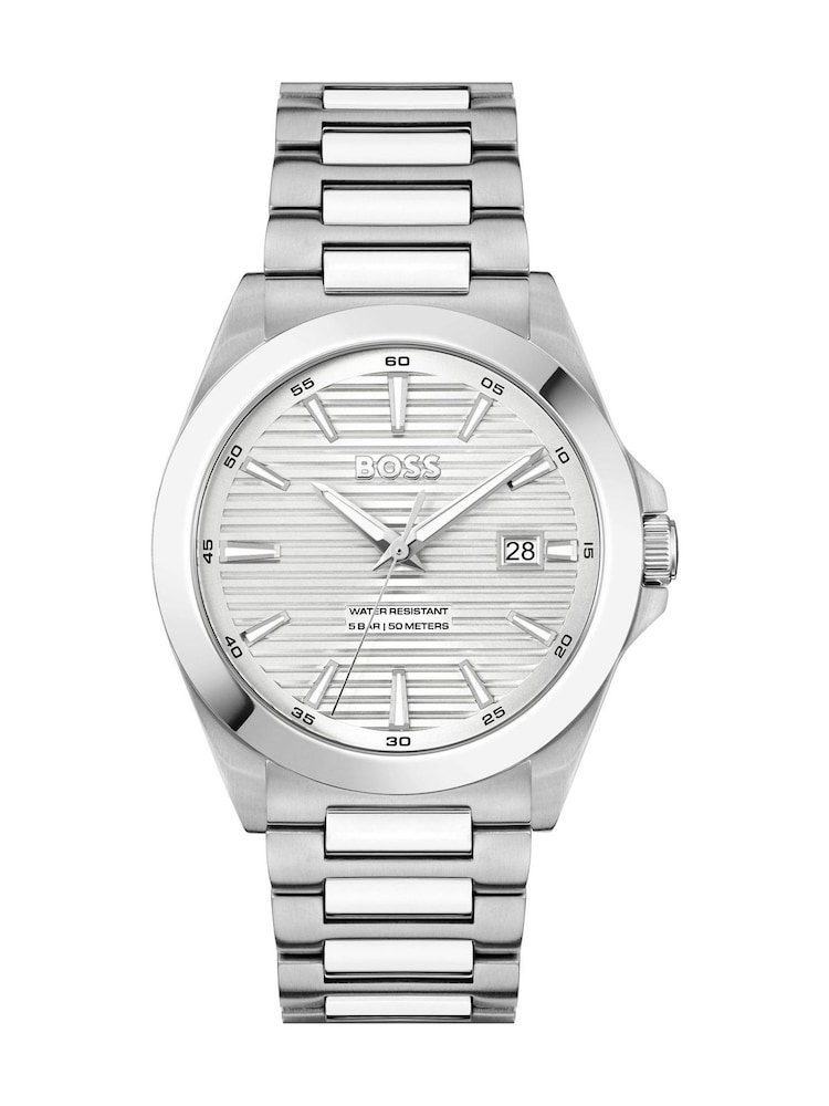 BOSS Silver Gents Strike Stainless Steel Bracelet Watch - Image 1 of 4 BOSS Silver Gents Strike Stainless Steel Bracelet Watch - Image 1 of 4