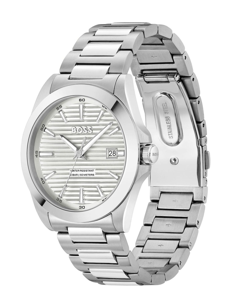 BOSS Silver Gents Strike Stainless Steel Bracelet Watch - Image 2 of 4 BOSS Silver Gents Strike Stainless Steel Bracelet Watch - Image 2 of 4