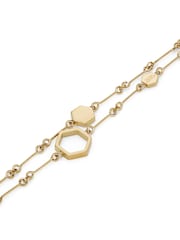 Olivia Burton Gold Tone Honeycomb Classic Light IP Double Layered Bracelet - Image 3 of 6