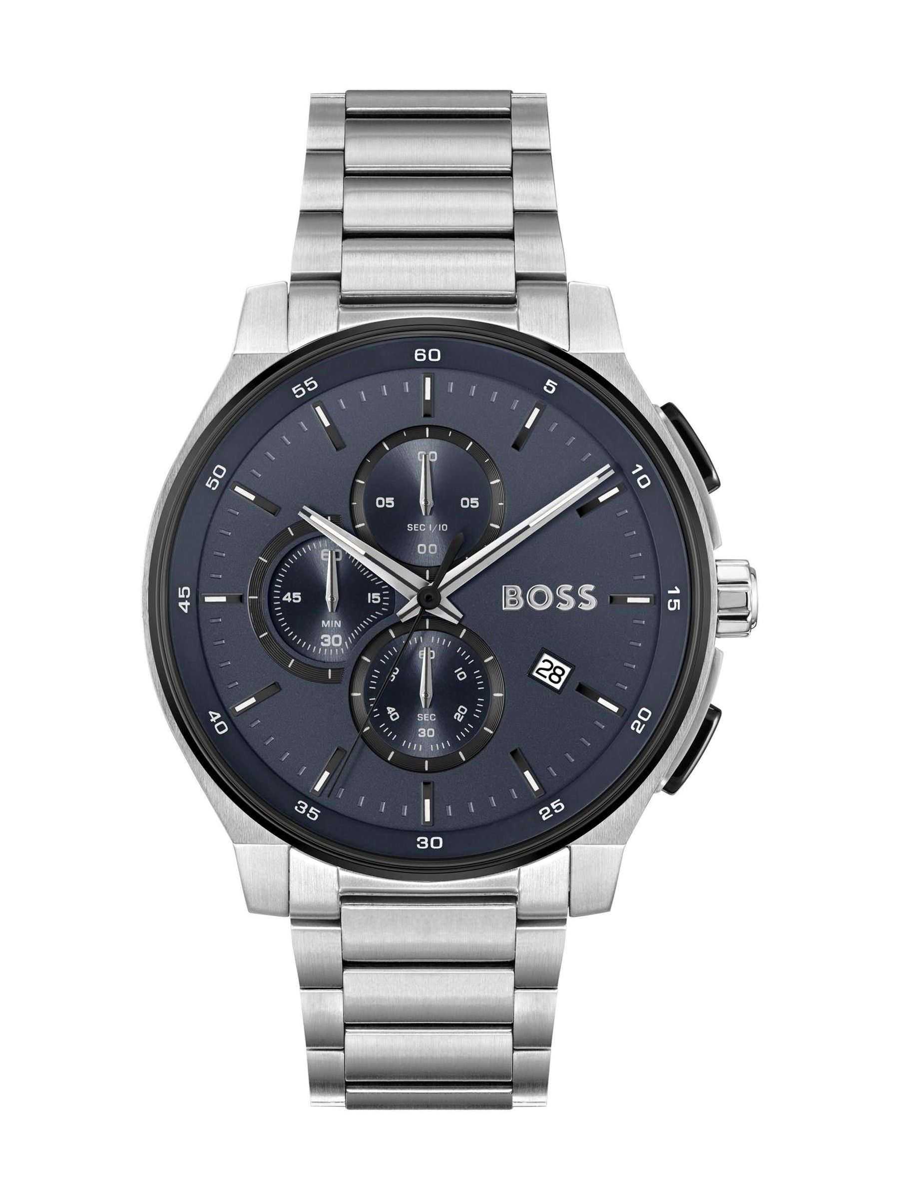 Men's Boss Peak 44Mm Chronograph Blue Dial & Stainless Steel Watch - Image 3