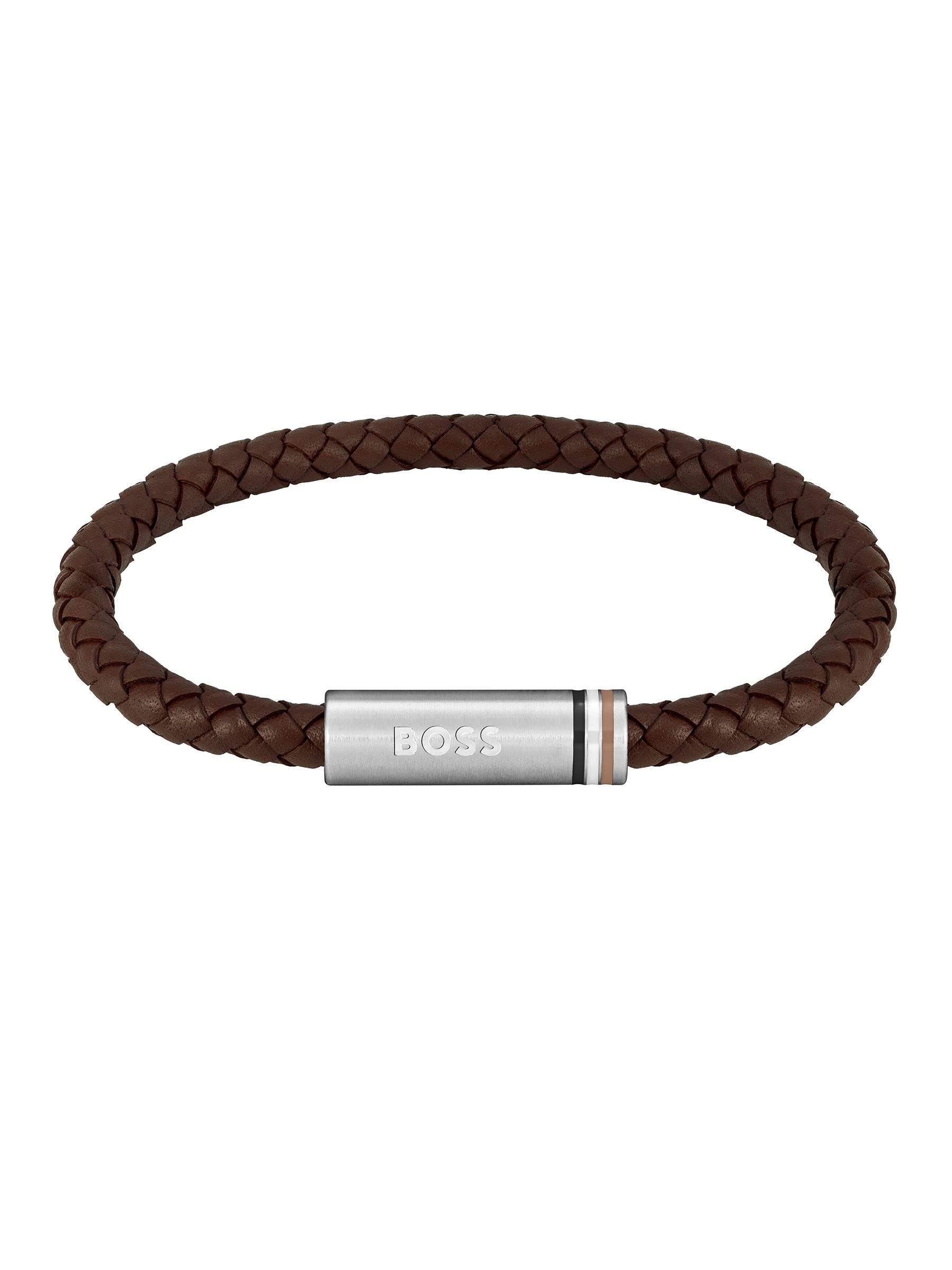 BOSS Jewellery 1580623 Men's Ares Braided Brown Leather - Image 5