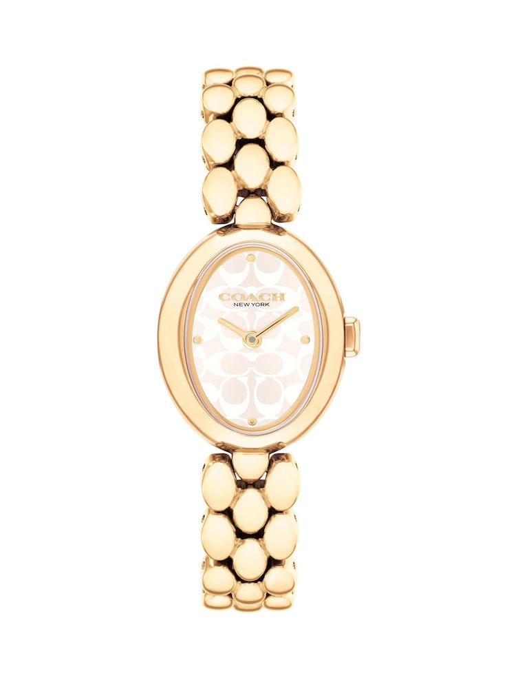 COACH Gold Tone Ladies Sammy 22mm Oval Watch - Image 1 of 4 COACH Gold Tone Ladies Sammy 22mm Oval Watch - Image 1 of 4