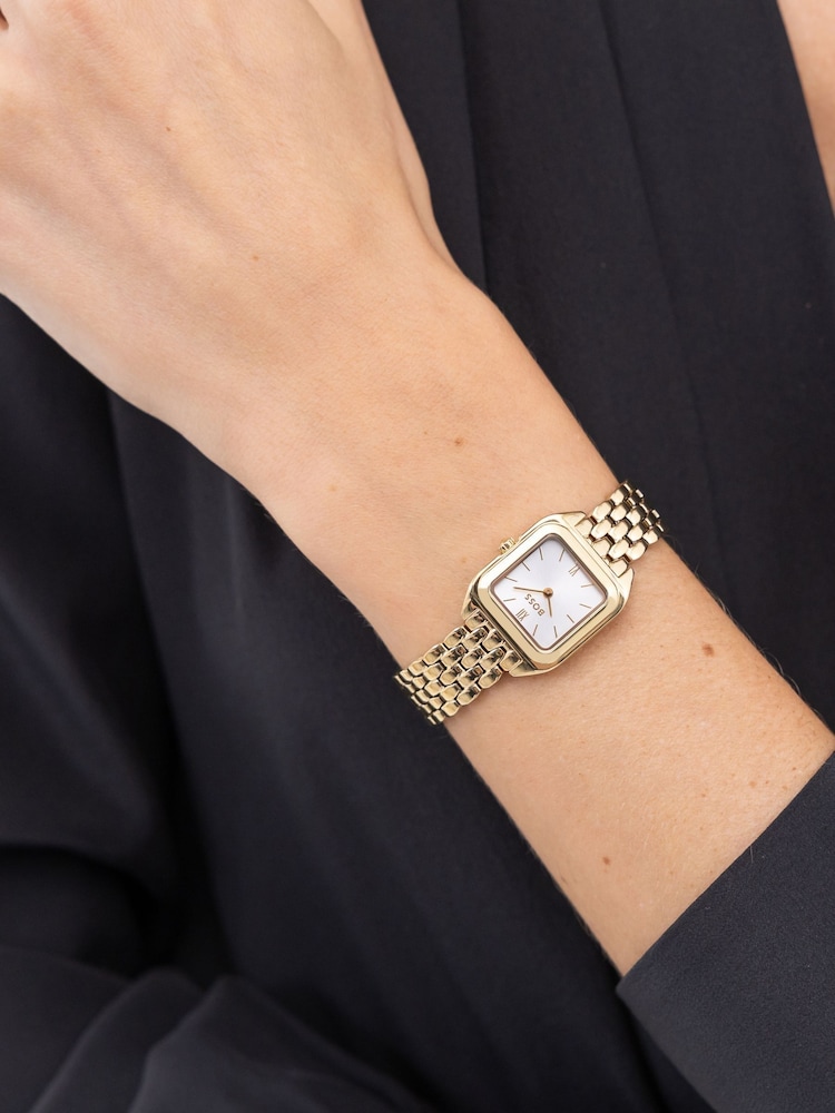 BOSS Light Gold Tone Ladies Mae Petite Soft Square IP Bracelet Watch - Image 2 of 2