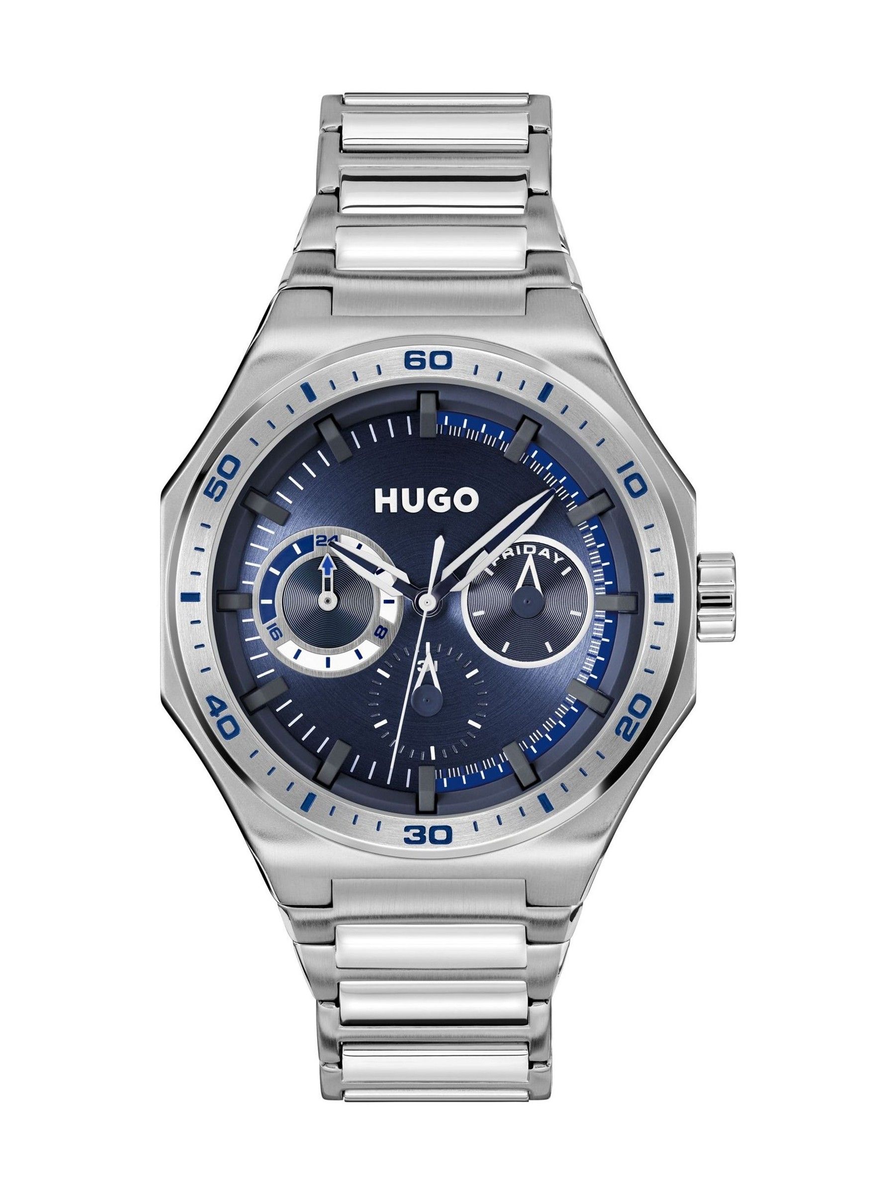 Hugo Men's Stainless Steel Size 44 Blue Grail Sport Multi Dial Bracelet Watch - W45430 1530400 - Image 5