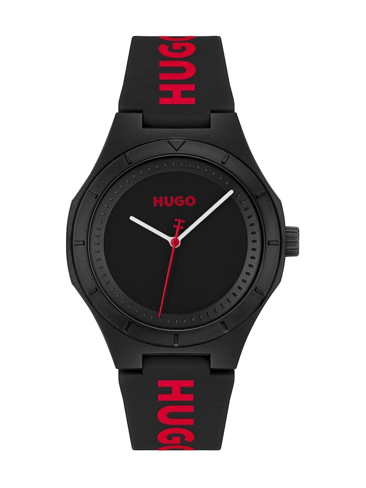 HUGO Black LIT Black Silicone Watch - Image 1 of 4