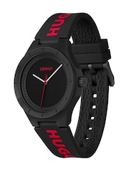 HUGO Black LIT Black Silicone Watch - Image 2 of 4