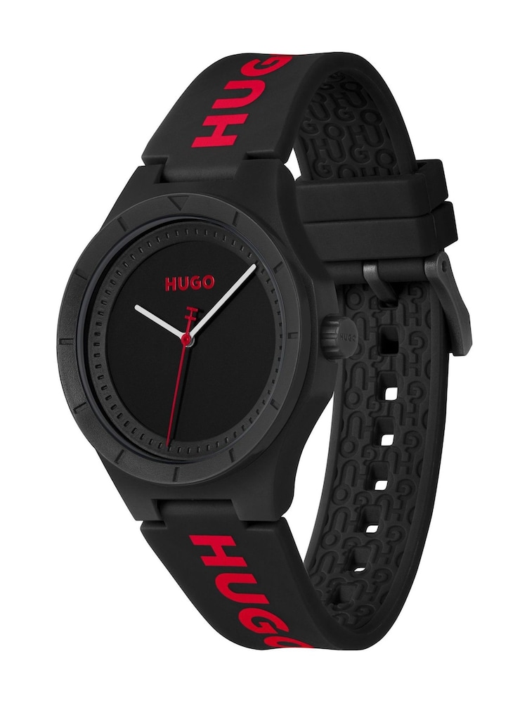 HUGO Black LIT Black Silicone Watch - Image 2 of 4