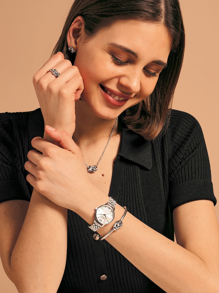 Olivia Burton Silver Tone 30mm Mother of Pearl Stainless Steel Bracelet Watch - Image 7 of 7