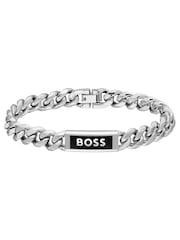BOSS Silver Tone/Black Kassy Emblem Stainless Steel IP Pendant Bracelet - Image 1 of 6