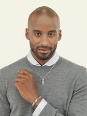 BOSS Silver Tone/Black Kassy Emblem Stainless Steel IP Pendant Bracelet - Image 4 of 6