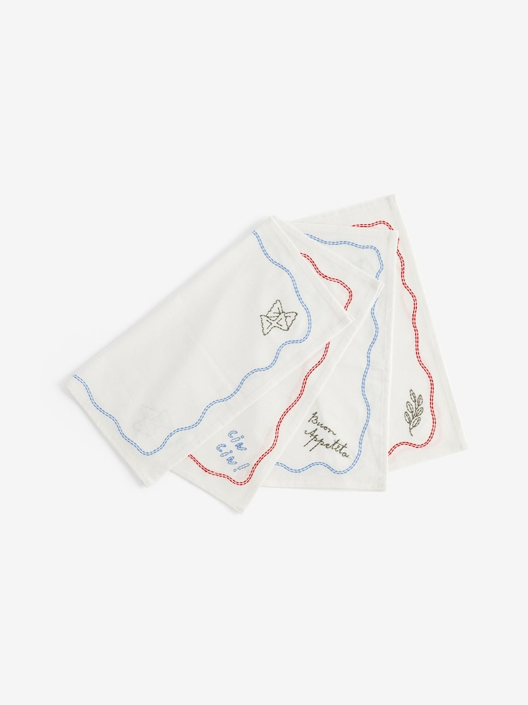 Lia Gold x Next Set of 4 White Embroidered Napkins - Image 5 of 5 Lia Gold x Next Set of 4 White Embroidered Napkins - Image 5 of 5