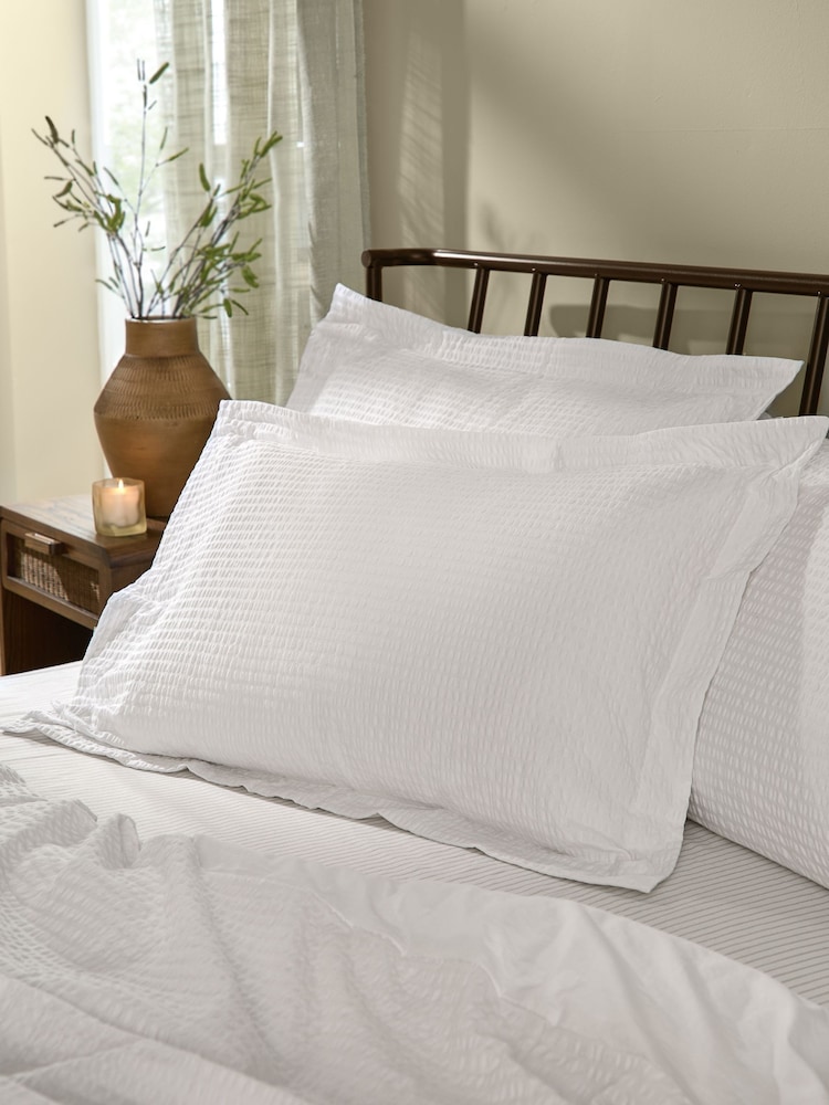 Yard Set of 2 Chalk Hebden Cotton Seersucker Pillowcases - Image 1 of 1 Yard Set of 2 Chalk Hebden Cotton Seersucker Pillowcases - Image 1 of 1