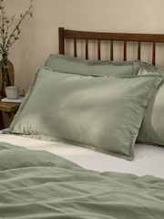 Yard Set of 2 Bay Green Hebden Washed Cotton Pillowcases - Image 1 of 1