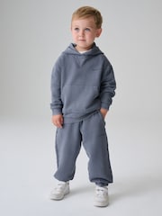 smALLSAINTS Textured Mid Blue Block Logo Washed Pullover Hoodie and Joggers Set - Image 1 of 15