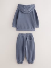 smALLSAINTS Textured Mid Blue Block Logo Washed Pullover Hoodie and Joggers Set - Image 10 of 15