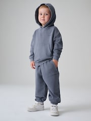 smALLSAINTS Textured Mid Blue Block Logo Washed Pullover Hoodie and Joggers Set - Image 2 of 15