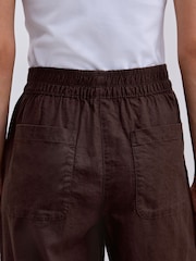 Chocolate Brown Stretch Linen Blend Culottes - Image 5 of 8