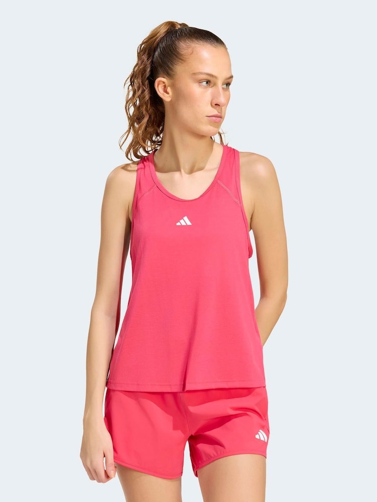 adidas Bright Pink Train Essentials Minimal Branding Racerback Tank Vest - Image 1 of 7 adidas Bright Pink Train Essentials Minimal Branding Racerback Tank Vest - Image 1 of 7