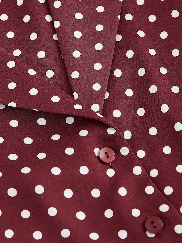 Burgundy Polka Dot Soft Revere Collar Long Sleeve Shirt - Image 3 of 3 Burgundy Polka Dot Soft Revere Collar Long Sleeve Shirt - Image 3 of 3